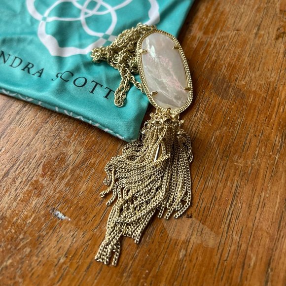 Kendra Scott Classic Gold Long Pendant Necklace with Tassels in Ivory Pearl - Picture 3 of 4